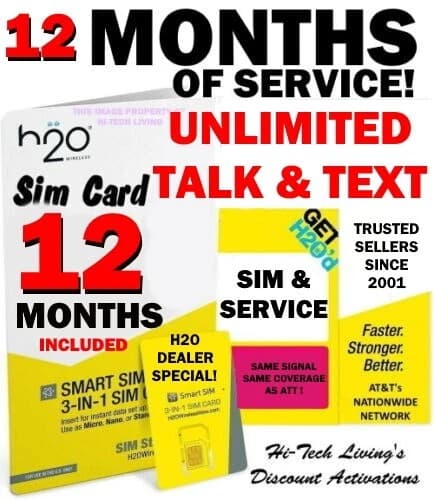 H2O Wireless SIM Card with 12 Months Unlimited Talk and Text Service - image 1