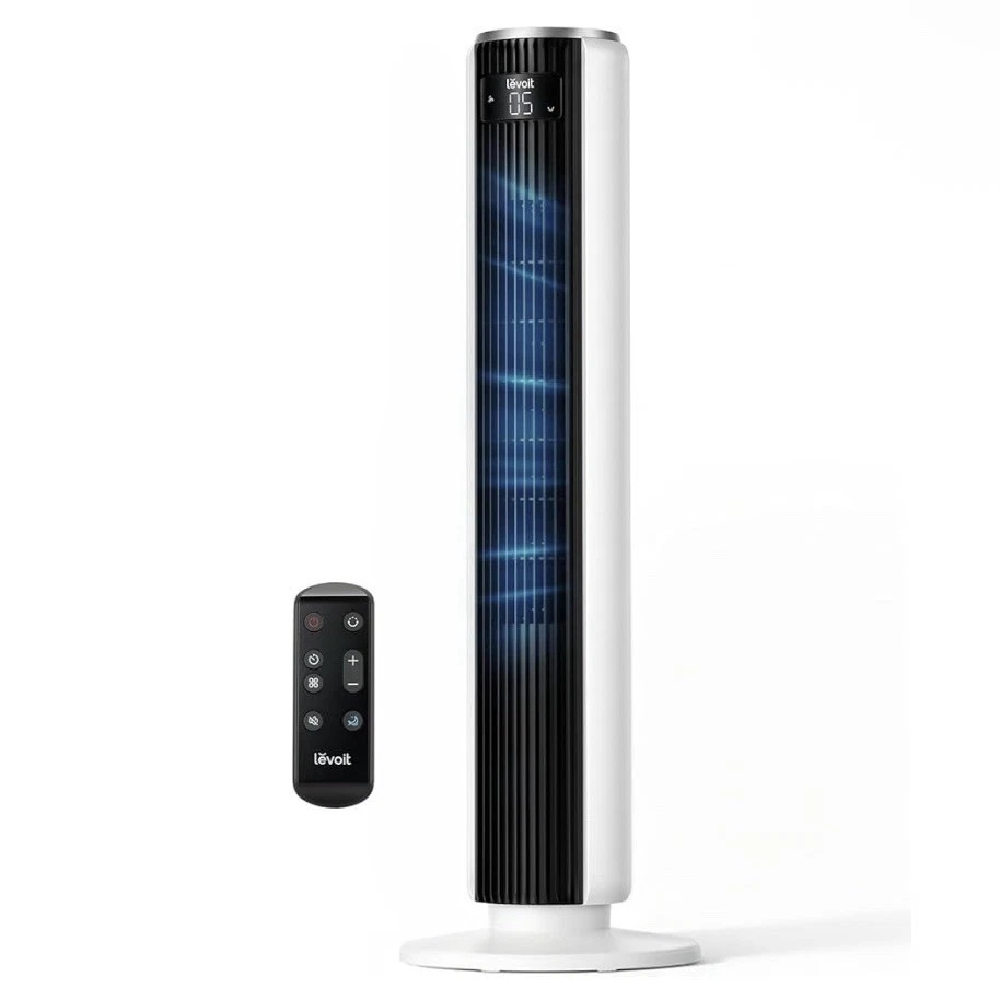 Levoit Tower Fan w/ Remote Control, Oscillation, Corded Electric, White/Black - image 1