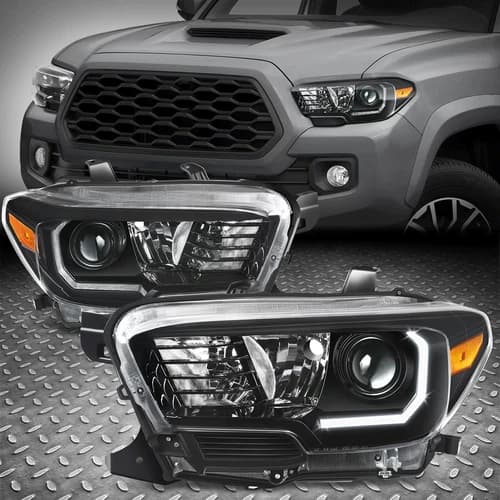 [LED DRL]For 16-23 Toyota Tacoma Black Housing Amber Corner Projector Headlights (For: Toyota Tacoma) - image 1