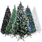 4/5/6/7FT Artificial Christmas Tree with LED Lights Stand Xmas Holiday Pre Lit - image 1