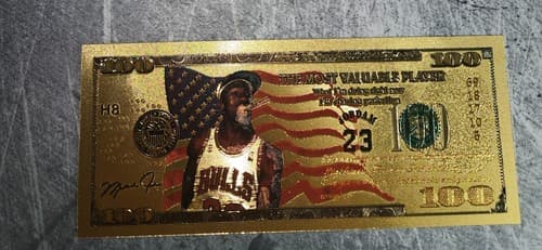 MICHAEL JORDAN 24K GOLD FOIL US 100 DOLLAR BILL CARD*RARE* - image 1
