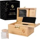 Elegant Eco-Friendly Bamboo Stash Box Set with Glass Jars & Combination Lock - image 1