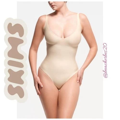 SKIMS Body Core Sculpt Plunge Thong Bodysuit Sand 4XL NWOT O-384 - image 1