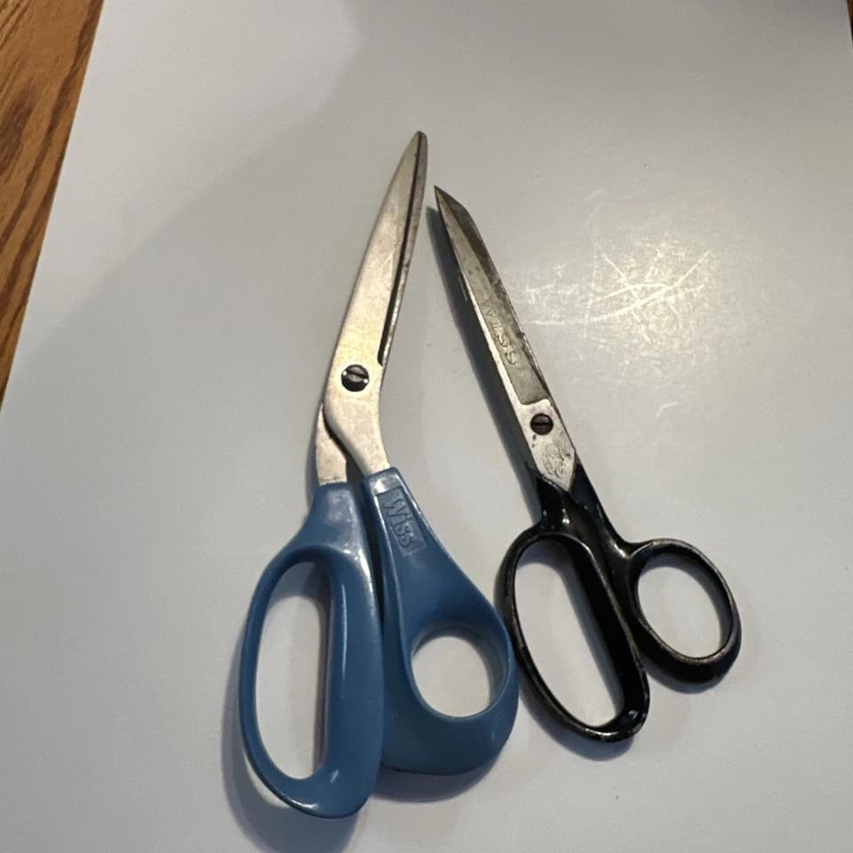 Wiss Vintage Stainless Steel Scissors Lot of 2 - 7" All Metal & 8.5" Blue Handle - image 1
