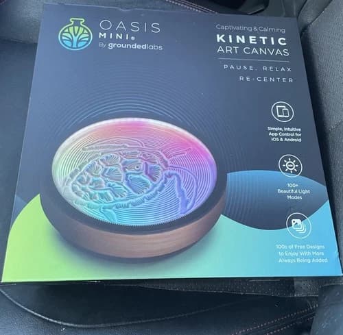 Oasis Mini Kinetic Art Canvas App-Controlled Sand Art, Black, 100+ Light Modes - image 1