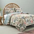 NEW Anthro Cotton Floral Reversible Boho Queen / King Bedding Quilt & Sham Set - image 1