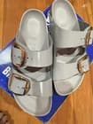 NIB Birkenstock Arizona Big Buckle Natural Leather Patent SIZE 39 Narrow Fitting - image 1