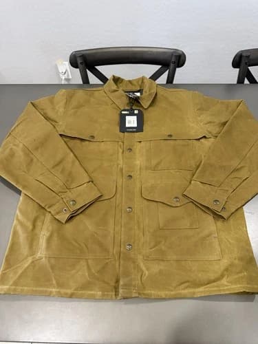 FILSON Lined Tin Cloth Cruiser Jacket Dark Tan Mens Waxed Canvas L New - image 1