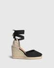 Black Canvas Castaner Wedges, Ankle Laces H 9cm Platform 2cm Cute/8/001 - image 1
