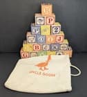 Uncle Goose 21 Classic Wood Blocks Canvas Bag Upper Case Alphabet Number Animal - image 1