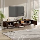 TV Stand for TV up to 85'' Entertainment Center w/ 2 Drawers & Iron Leg Walnut - image 1