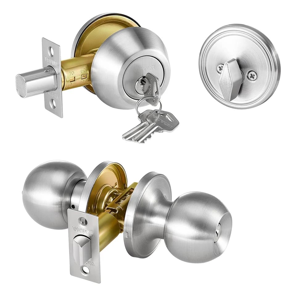 Entry Door Knob and Deadbolt Set Satin Nickel Single Cylinder Deadbolt - image 1