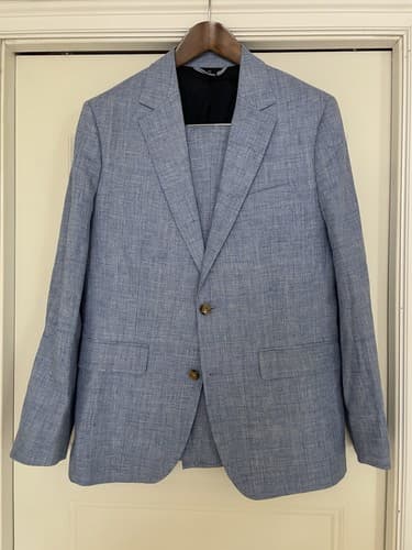 NWT Bonobos Slim Fit Jetsetter Italian Light Blue Linen Suit 40R 31x31 - image 1