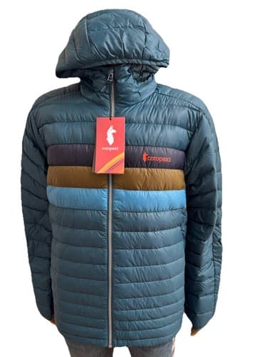 Cotopaxi Fuego 800 Down Hooded Winter Jacket Men Green Abyss Stripes Large L - image 1