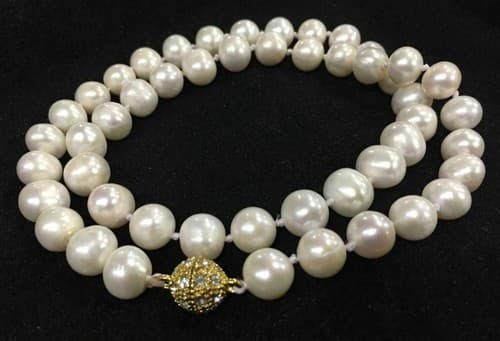 Genuine Natural 8-9MM White Freshwater Pearl Necklace 18" - image 1
