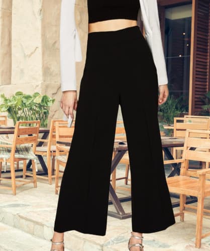Zara Women's Black Wide Leg Cropped Culottes Pants Size M - image 1