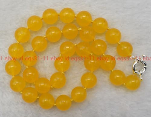 Genuine Grade AA Natural 12mm Yellow Topaz Gemstone Round Beads Necklace 18-48" - image 1
