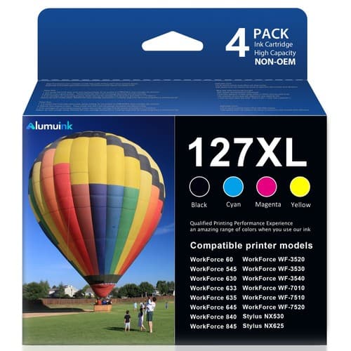 4 Pack 127XL 127 XL Ink Replacement For Epson NX-530 NX-625 WF-3520 WF-3530 - image 1