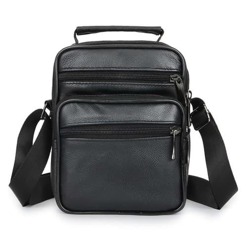 Men's Genuine Leather Sling Bags Handbag Small Shoulder Bag Crossbody Travel Zip - image 1