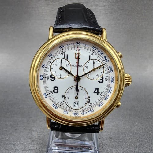Movado Men's Chronograph 38mm White Dial Gold Tone Date Watch 87A5860 - image 1