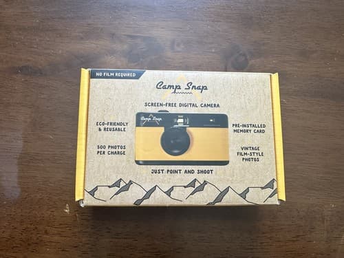 Camp Snap Screen Free Digital Camera yellow open box - image 1
