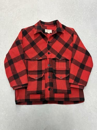 VTG Filson Double Mackinaw Wool Cruiser Jacket Red Black Plaid 50 XXL Style 83 - image 1