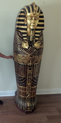 75" Life Size Egyptian Pharaoh Tutankhamun King Tut Sarcophagus Display Cabinet - image 1