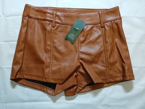 Women's High-Rise Faux Leather Hot Pants Shorts - Wild Fable Brown Size 6 - image 1