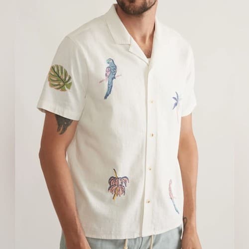 Marine Layer Stretch Selvage Embroidered Resort Shirt Sz XL - image 1
