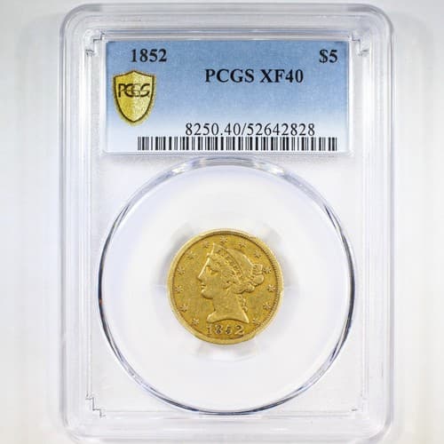 1852 Liberty Head $5 Gold Coin PCGS XF40 - image 1