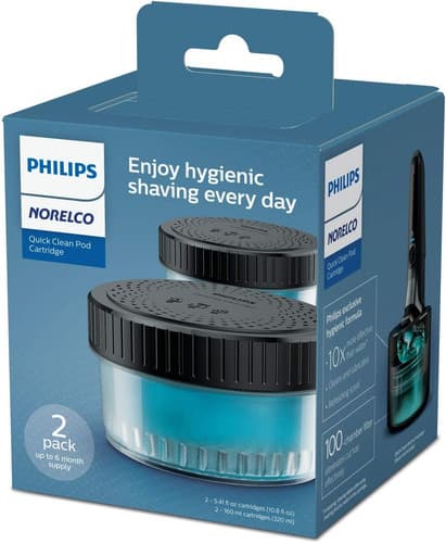 Norelco Quick Clean Pod Cartridge - Alcohol Free Cleaning Liquid for Electric Shaver, Pack of 2 - image 1