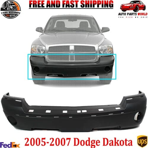 Perfect Fit Bumper Cover for 2005-2007 Dodge Dakota Front with Molding Holes, Primed - image 1