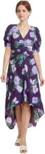 A New Day Women's Navy Floral Crepe Short Sleeve Midi Dress - Size L - image 1