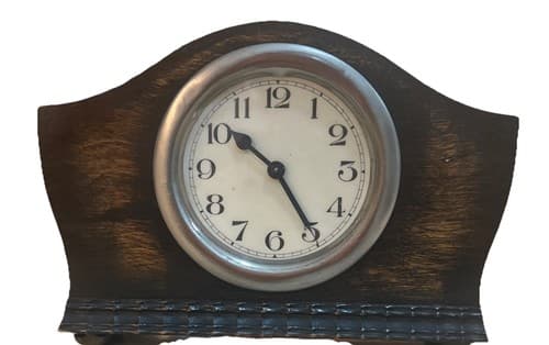 Antique Miniature Art Deco Mantel Wooden Clock - image 1