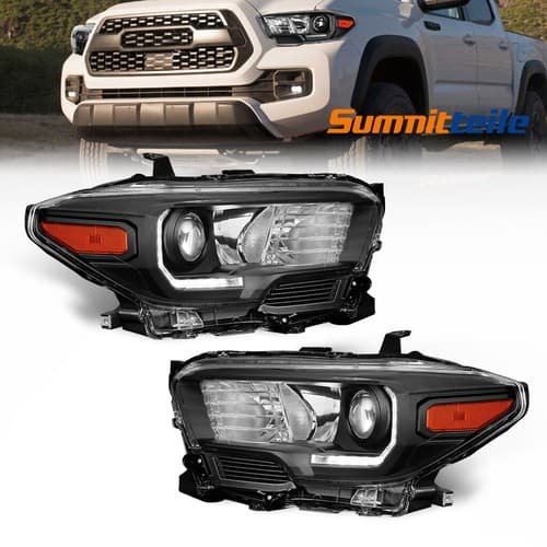 2PCS Black Housing Projector Headlights LED DRL For Toyota Tacoma 2016-2021 - image 1