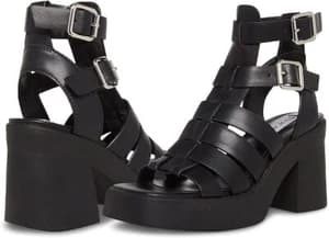 Steve Madden Kiona Black Ankle Strap Open Squared Toe Block Heeled Sandals - image 1