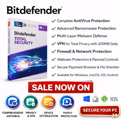 Bitdefender Total Security 2026 - 3 Years 1-15 Devices (Latest Version) - image 1