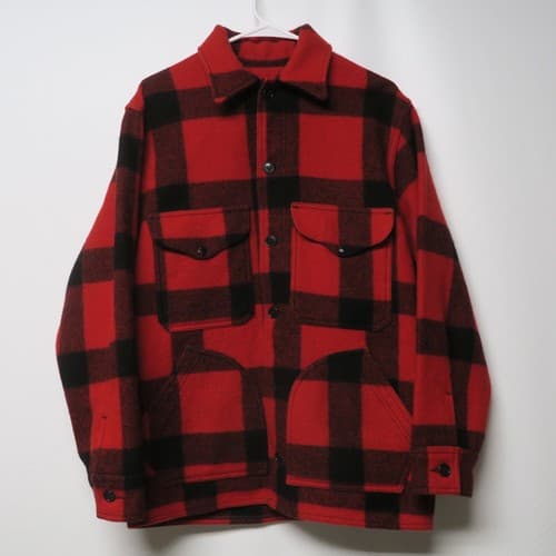 FILSON Mackinaw Cruiser Jacket Red Black Buffalo Plaid Wool M 40 USA Style 85 - image 1