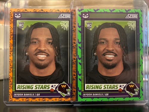 Jayden Daniels 2024 Panini Score Rising Stars Rookie RC Orange & Green Card Lot - image 1