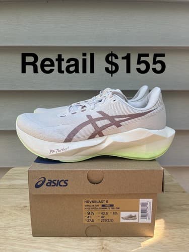 NEW ASICS Novablast 6 Men's 9.5 (Rose/Dust Illuminate Yellow)(1011C2 - image 1
