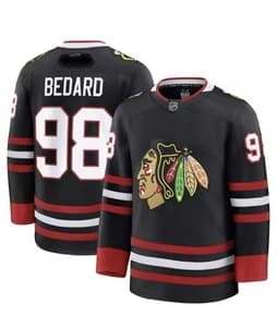 Connor Bedard #98 Black Alternate Men's Small Full Stitched Jersey Chicago Blackhawks - image 1