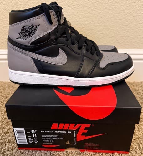Air Jordan 1 Retro High OG "Shadow" Black Men's Sneakers Size 9.5 - image 1