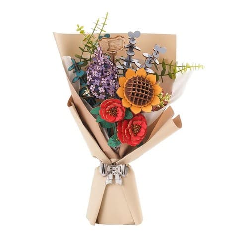 New Robotime Rowood DIY Wooden Flower Bouquet 3D Puzzle TW01H - image 1