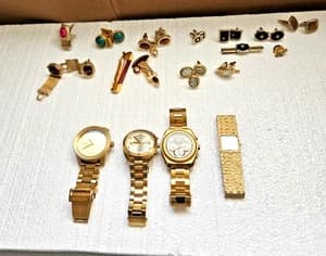 Lot of 10kt 12kt & 14kt Gold Filled/Plate Jewelry Watches/Cuffs Gold Recovery - image 1