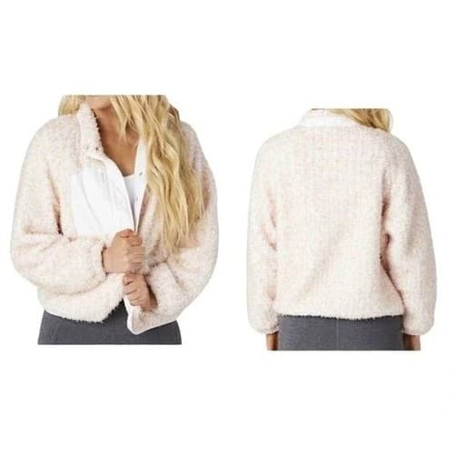 Altar'd State Rainbow Confetti Fleece Jacket Medium Cream White - image 1