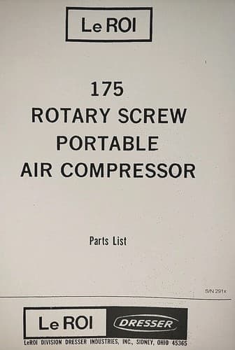 Le Roi 175D 175G CFM Rotary Screw Portable Air Compressor Parts Catalog Manual - image 1