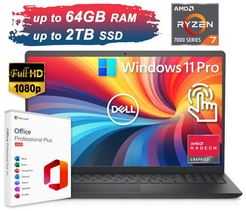 Dell Inspiron 15 3535 Laptop 15.6" FHD Touchscreen Ryzen 7 7730U 64GB RAM 2TB SSD Windows 11 Pro - image 1