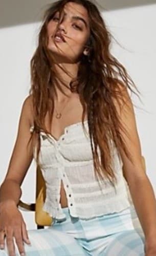 Free People Women's White Cotton Strappy Sleeve Cami XL NWOT - image 1