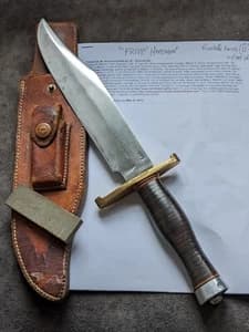 Vintage Randall Made Model 12-9 Korean War Fighting Knife w/ Original Sheath & Stone - image 1