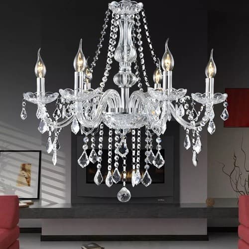 Elegant Crystal Glass Ceiling Pendant Lighting Fixture 6 Lights Chandelier US - image 1